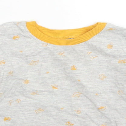 George Baby Grey Spotted Cotton Basic T-Shirt Size 18-24 Months Crew Neck