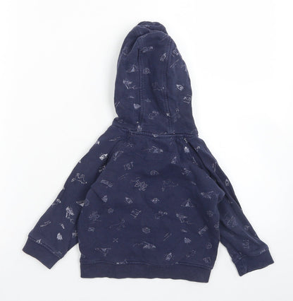Matalan Boys Blue  Cotton Henley Hoodie Size 2-3 Years
