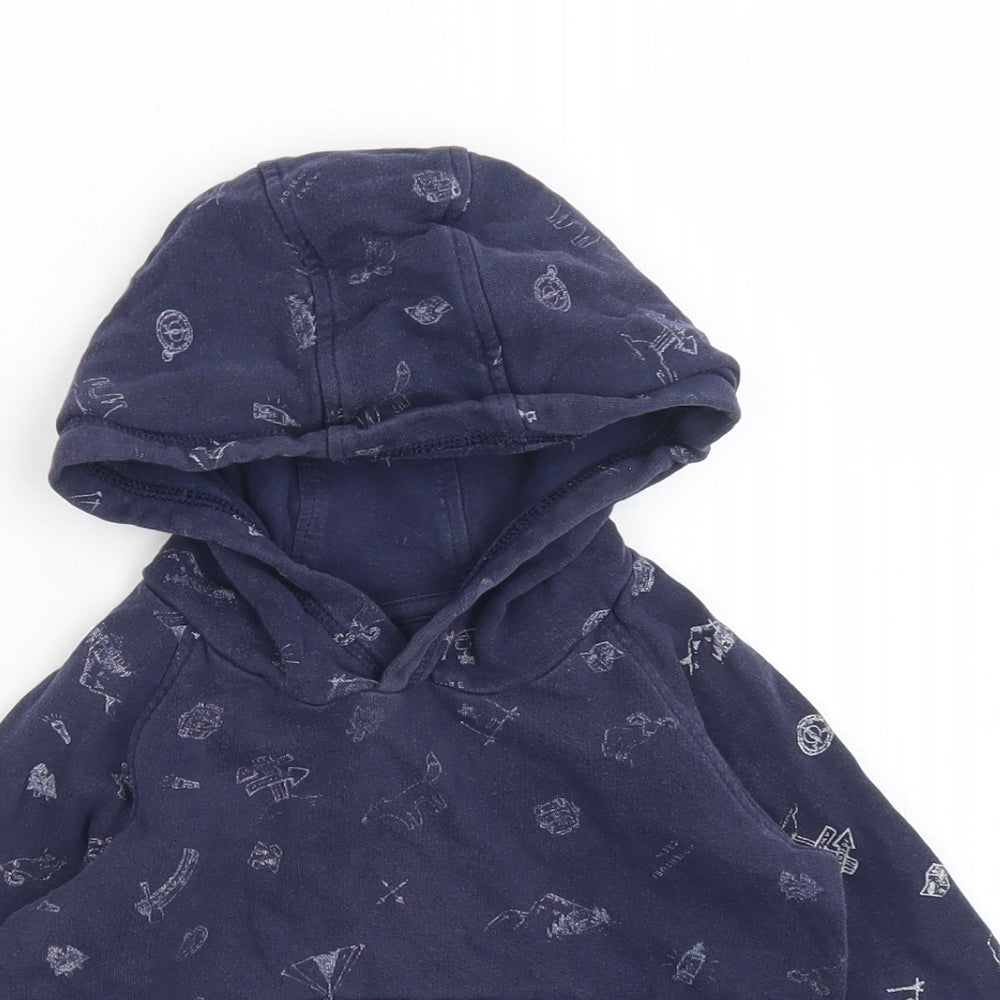 Matalan Boys Blue  Cotton Henley Hoodie Size 2-3 Years