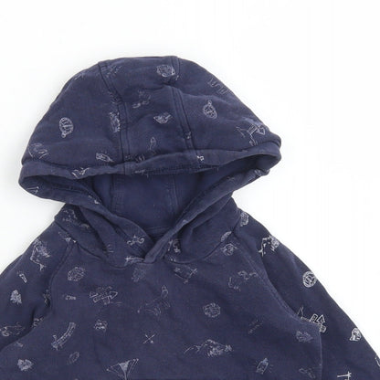 Matalan Boys Blue  Cotton Henley Hoodie Size 2-3 Years