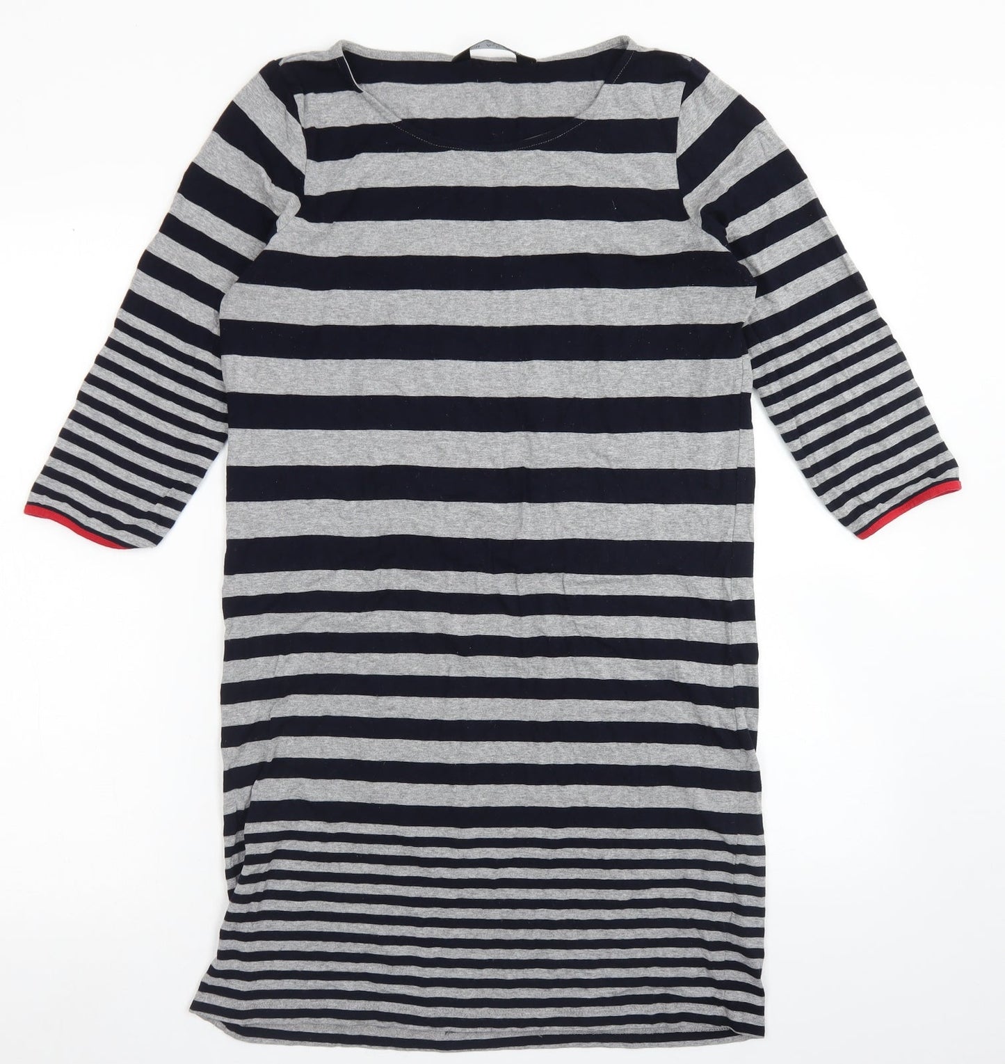 Autograph Womens Grey Striped Viscose A-Line  Size 12  Round Neck