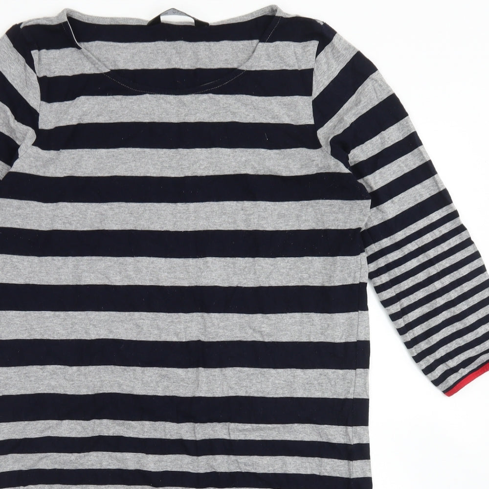 Autograph Womens Grey Striped Viscose A-Line  Size 12  Round Neck