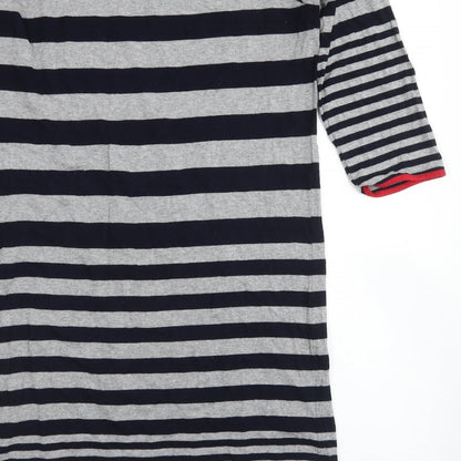 Autograph Womens Grey Striped Viscose A-Line  Size 12  Round Neck