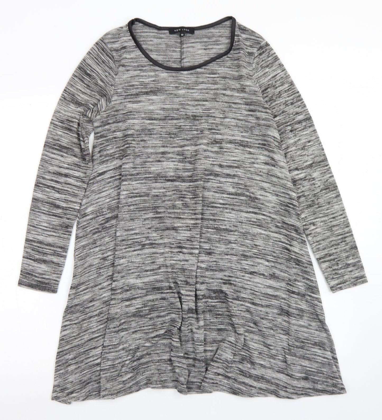 New Look Womens Grey  Viscose Trapeze & Swing  Size 10  Crew Neck