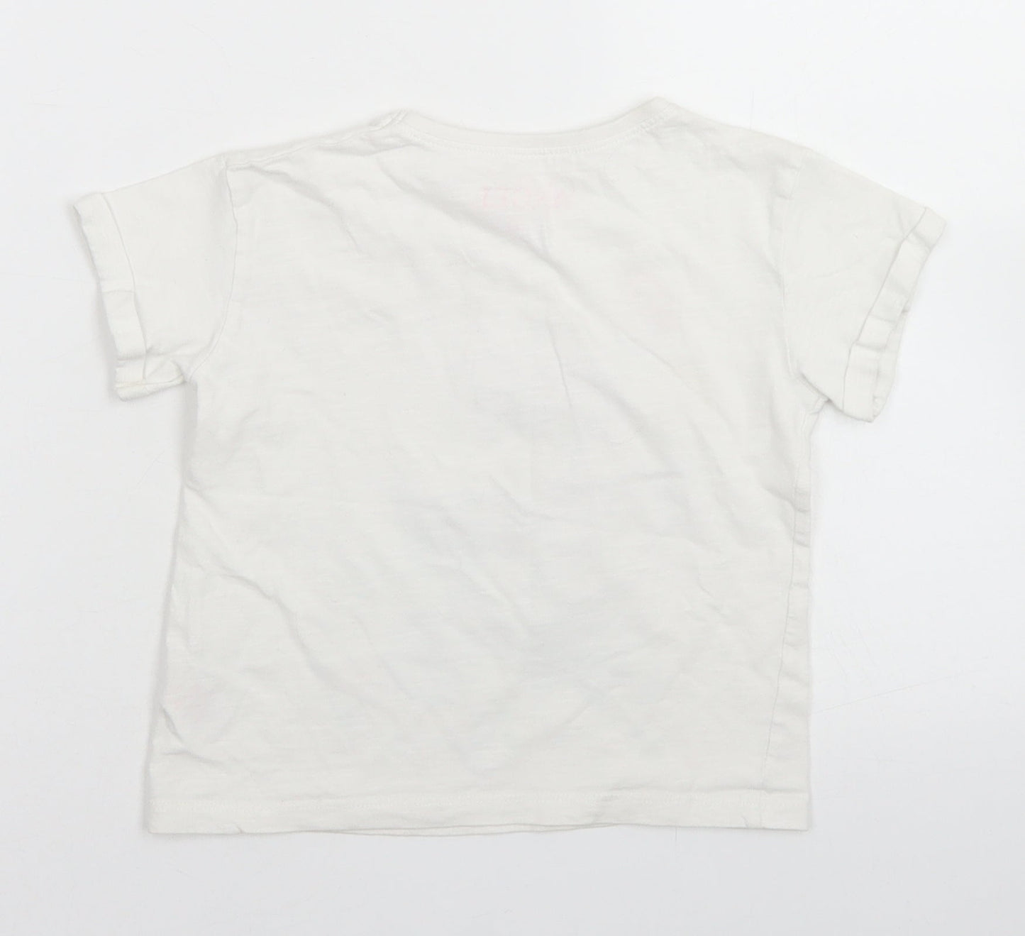 E-vie Angel Girls White  Cotton Basic T-Shirt Size 3-4 Years Crew Neck  - Poodle