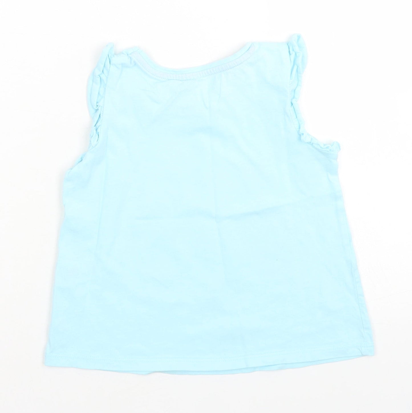 Matalan Girls Blue  Cotton Basic T-Shirt Size 3-4 Years Crew Neck  - Unicorn Beach