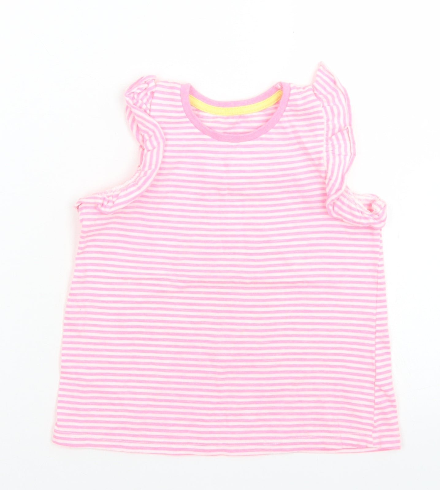 Matalan Girls Pink Striped Cotton Basic T-Shirt Size 3-4 Years Crew Neck
