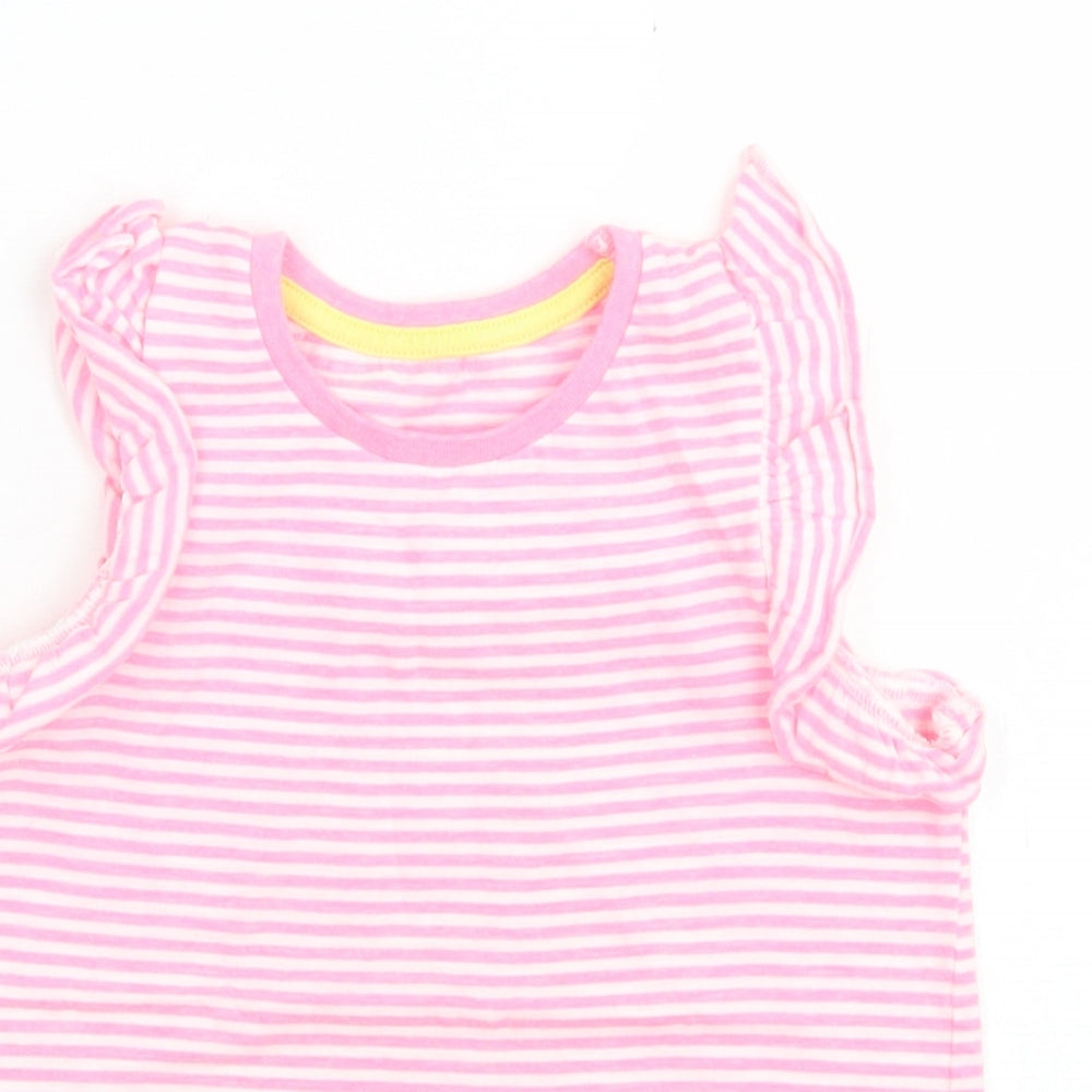 Matalan Girls Pink Striped Cotton Basic T-Shirt Size 3-4 Years Crew Neck