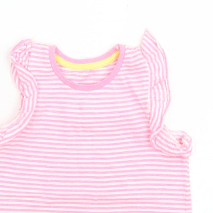 Matalan Girls Pink Striped Cotton Basic T-Shirt Size 3-4 Years Crew Neck