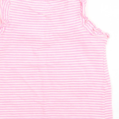 Matalan Girls Pink Striped Cotton Basic T-Shirt Size 3-4 Years Crew Neck