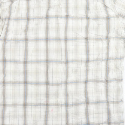 Quechua Mens Ivory Plaid Cotton  Button-Up Size M Collared Button