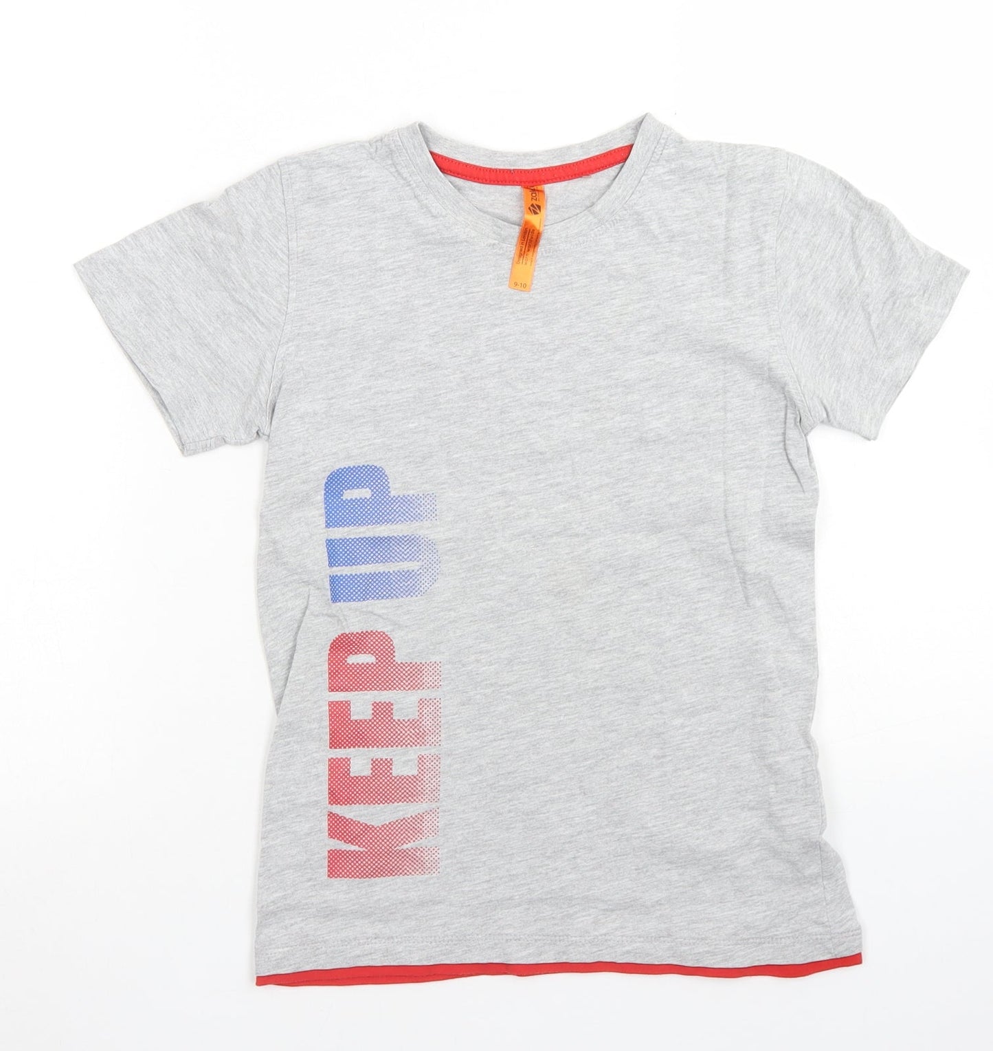 zakti Boys Grey  Cotton Basic T-Shirt Size 9-10 Years Crew Neck