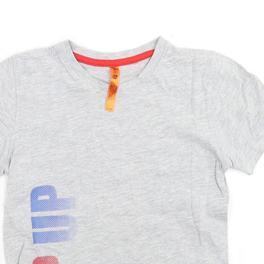 zakti Boys Grey  Cotton Basic T-Shirt Size 9-10 Years Crew Neck