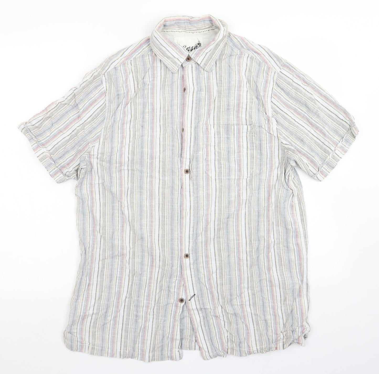 Mens UK Size M Easy Blue  Button-Up Short Sleeve Casual Shirt