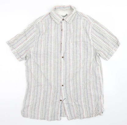 Mens UK Size M Easy Blue  Button-Up Short Sleeve Casual Shirt