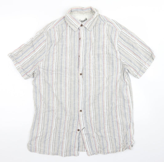 Mens UK Size M Easy Blue  Button-Up Short Sleeve Casual Shirt
