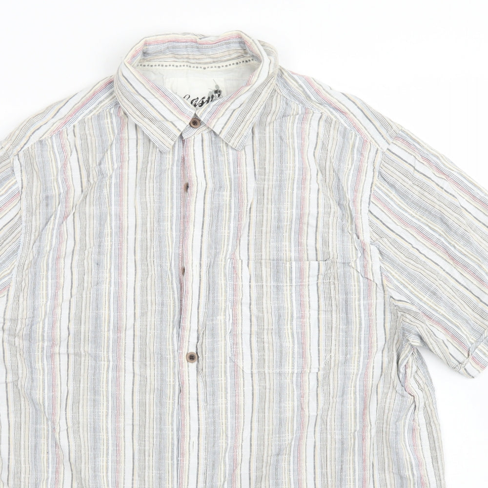 Mens UK Size M Easy Blue  Button-Up Short Sleeve Casual Shirt
