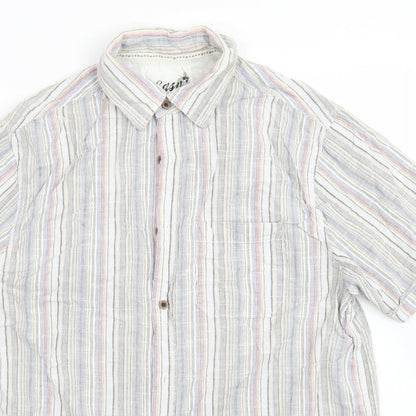 Mens UK Size M Easy Blue  Button-Up Short Sleeve Casual Shirt