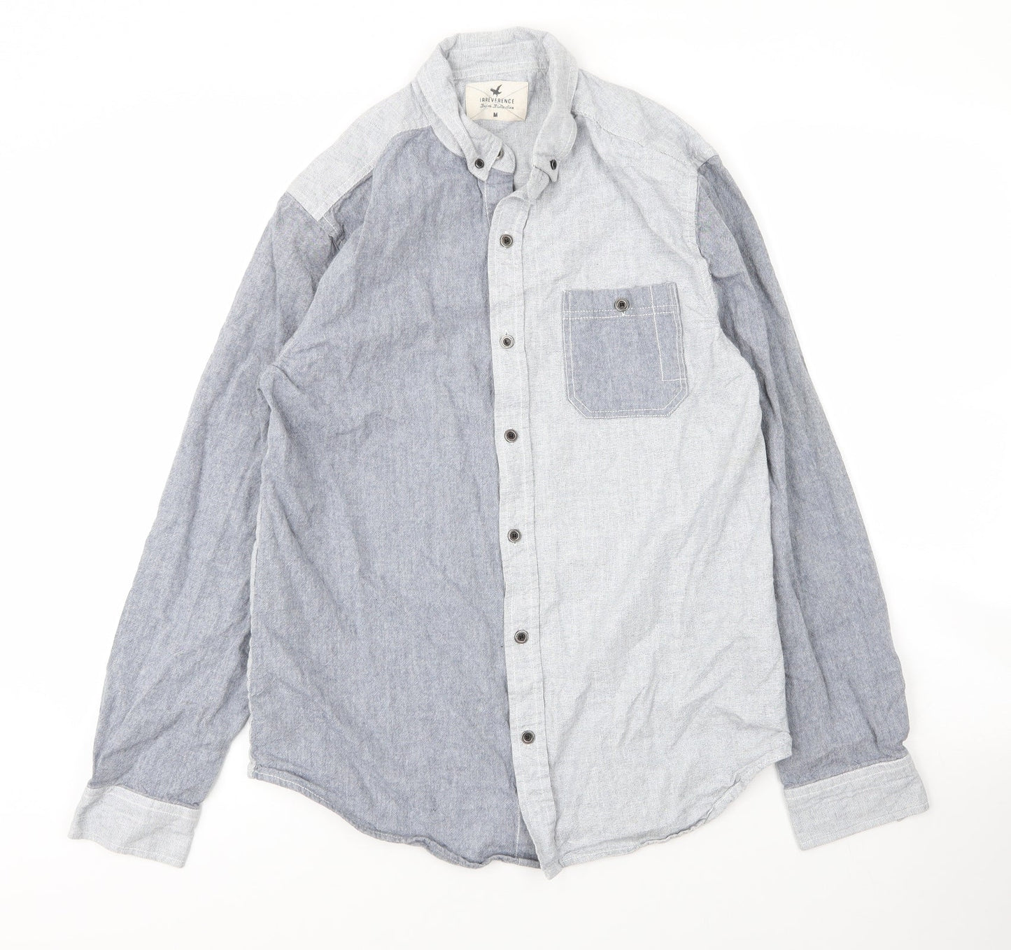 Mens UK Size M Irreverence Blue  Button-Up Long Sleeve Casual Shirt