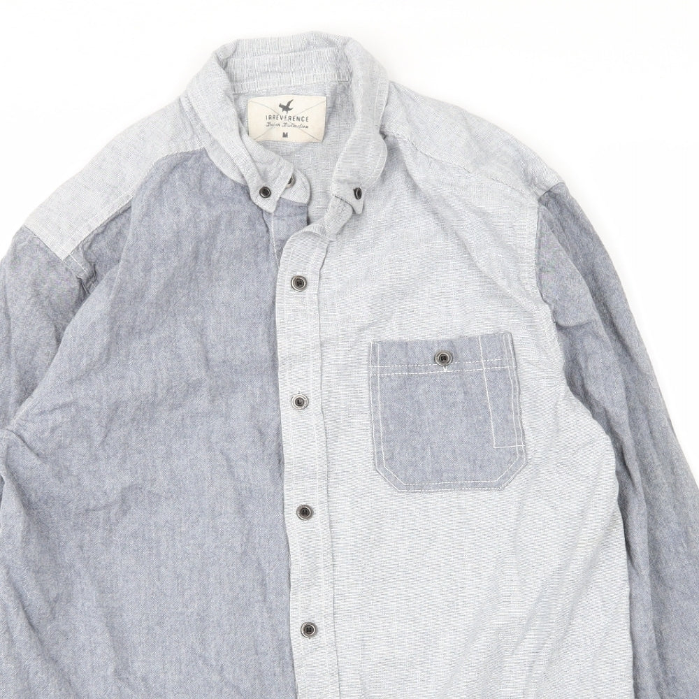 Mens UK Size M Irreverence Blue  Button-Up Long Sleeve Casual Shirt