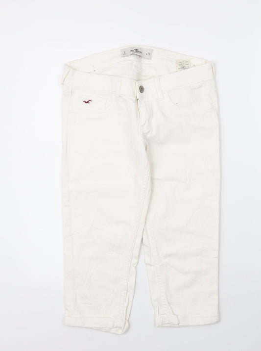 Hollister Womens White  Cotton Bermuda Shorts Size 28 in L18 in Regular Zip