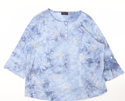 Womens UK Size XL Anna Rose Blue Basic Blouse