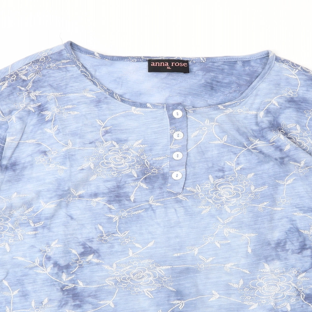 Womens UK Size XL Anna Rose Blue Basic Blouse