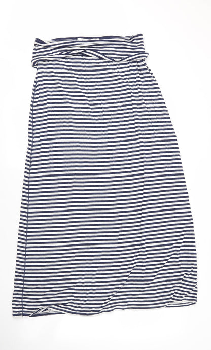 Max Studio Womens Blue Striped Elastane Maxi  Size M  Off the Shoulder