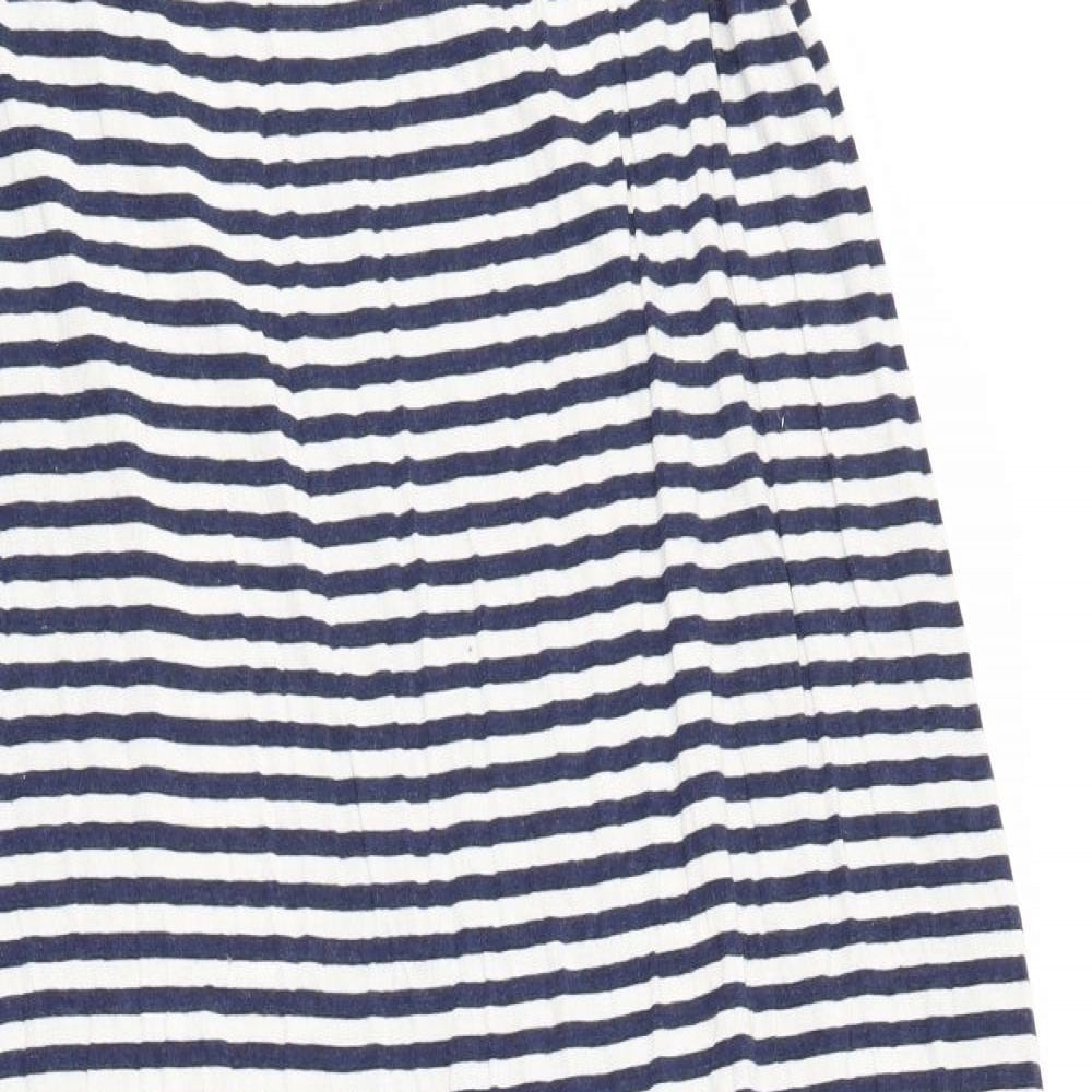 Max Studio Womens Blue Striped Elastane Maxi  Size M  Off the Shoulder