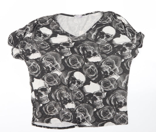 Womens UK Size L Style Plus Grey Basic T-Shirt