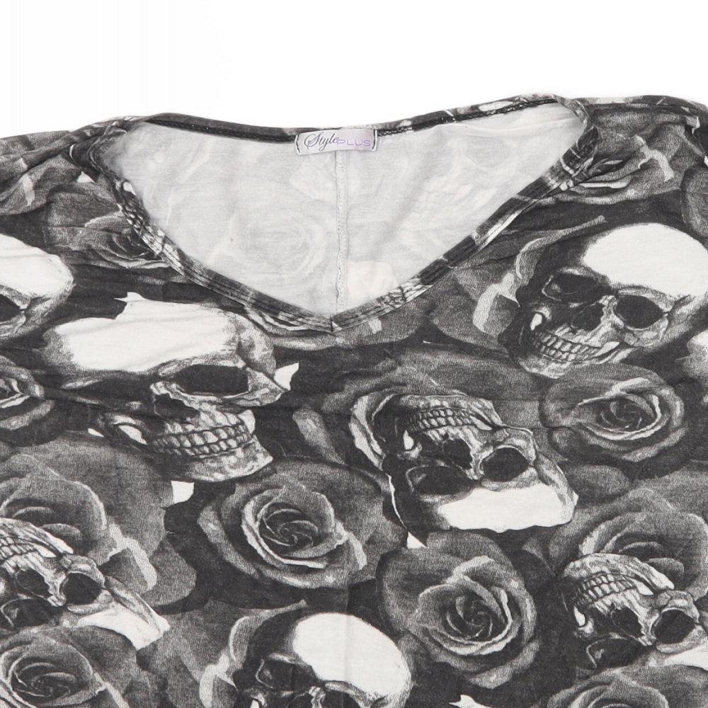 Womens UK Size L Style Plus Grey Basic T-Shirt