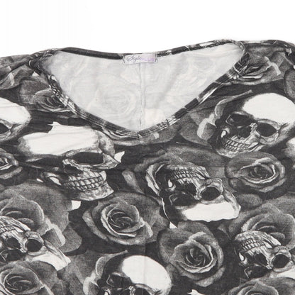 Womens UK Size L Style Plus Grey Basic T-Shirt