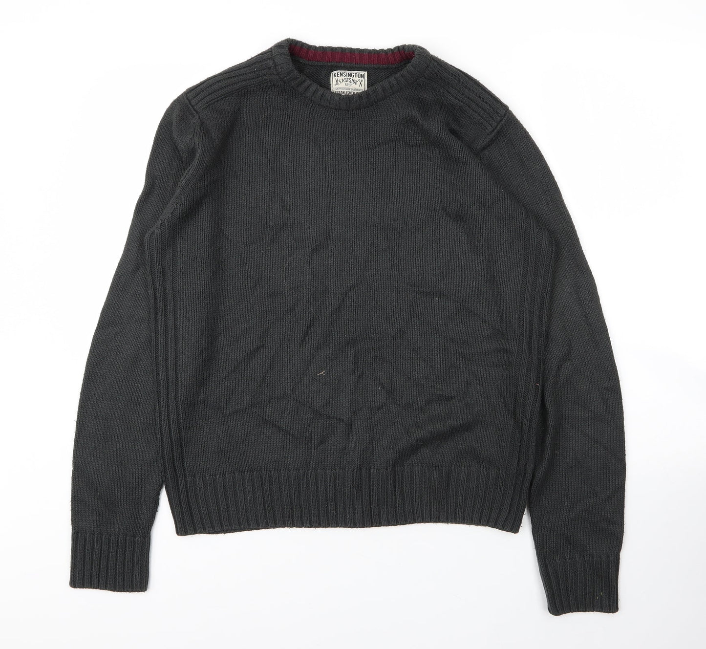 Kensington Mens Green Round Neck  Acrylic Pullover Jumper Size M