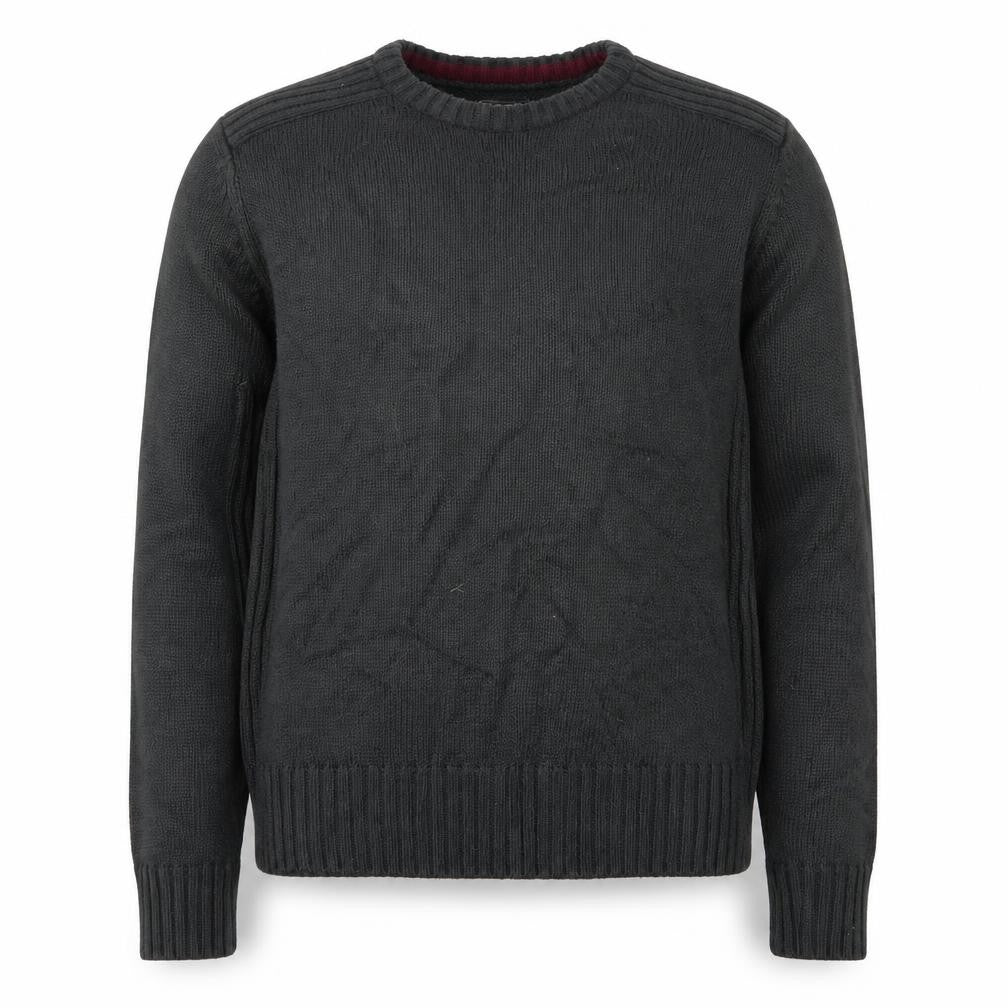 Front view of Kensington men’s green round neck acrylic jumper, size M