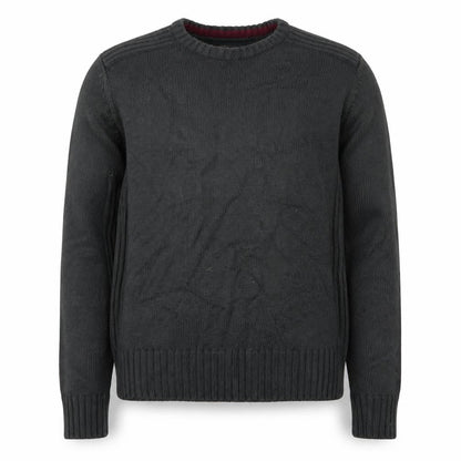 Front view of Kensington men’s green round neck acrylic jumper, size M