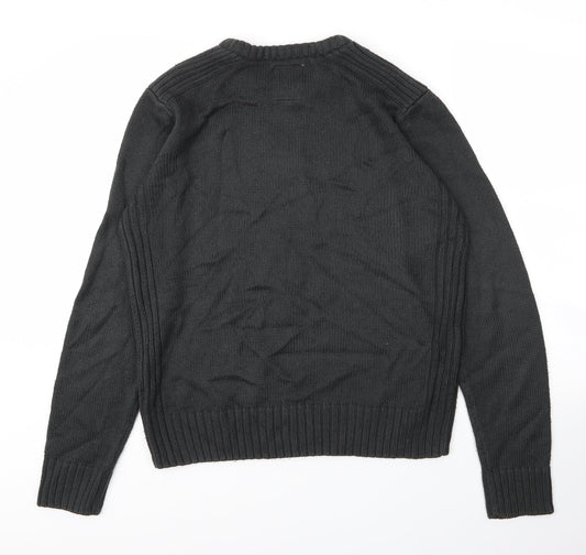 Kensington Mens Green Round Neck  Acrylic Pullover Jumper Size M