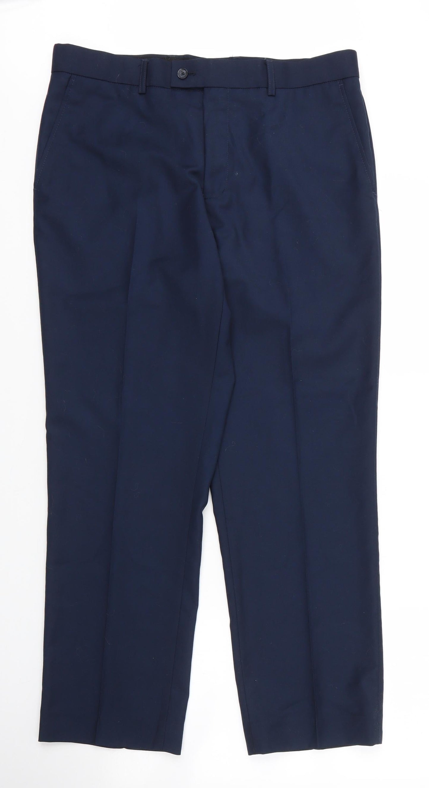 George Mens Blue  Viscose Trousers  Size 35 in L29 in Regular Zip