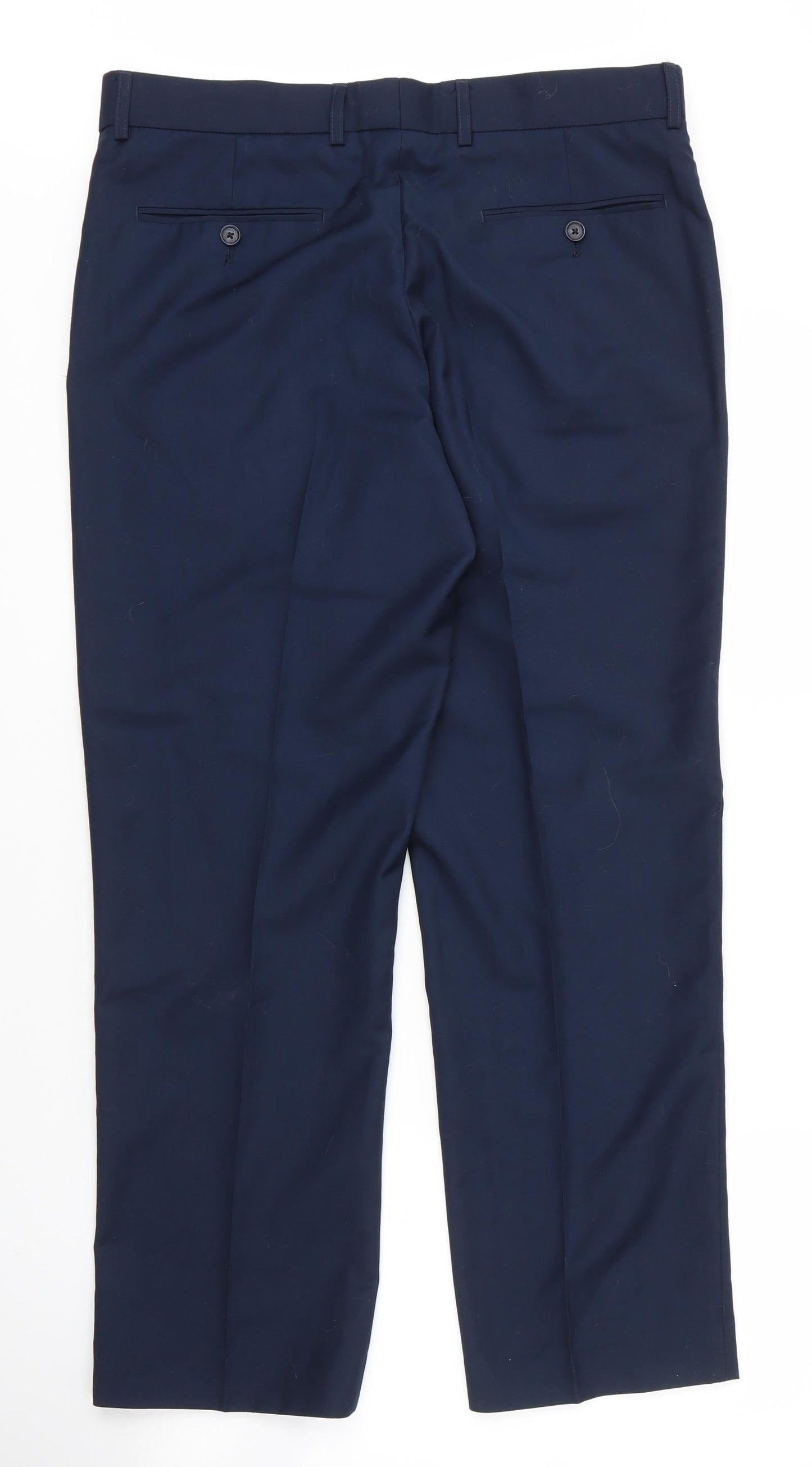 George Mens Blue  Viscose Trousers  Size 35 in L29 in Regular Zip