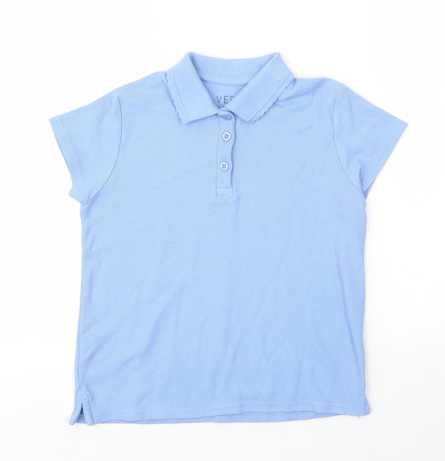 Very Girls Blue  Cotton Basic Polo Size 7 Years Collared Button