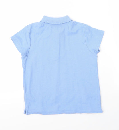 Very Girls Blue  Cotton Basic Polo Size 7 Years Collared Button