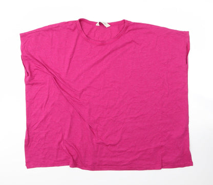 Avon Womens Pink  Cotton Basic T-Shirt Size 14 Round Neck