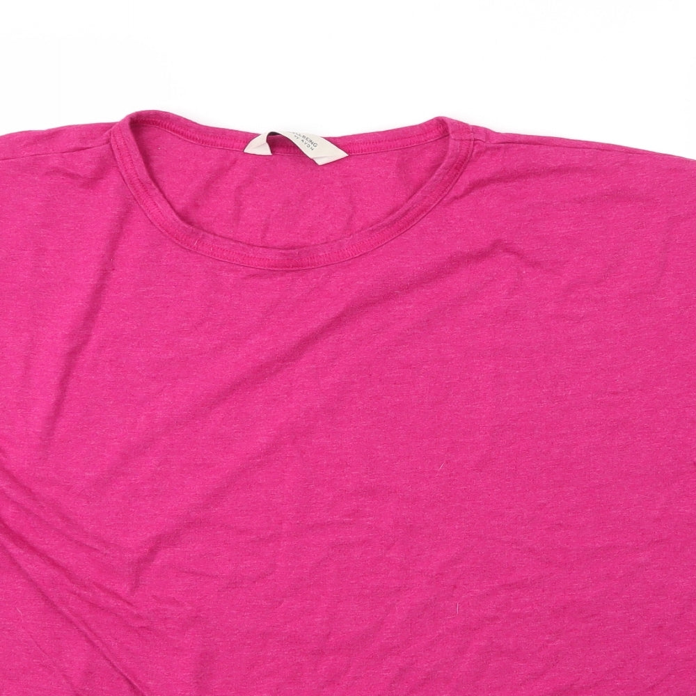 Avon Womens Pink  Cotton Basic T-Shirt Size 14 Round Neck