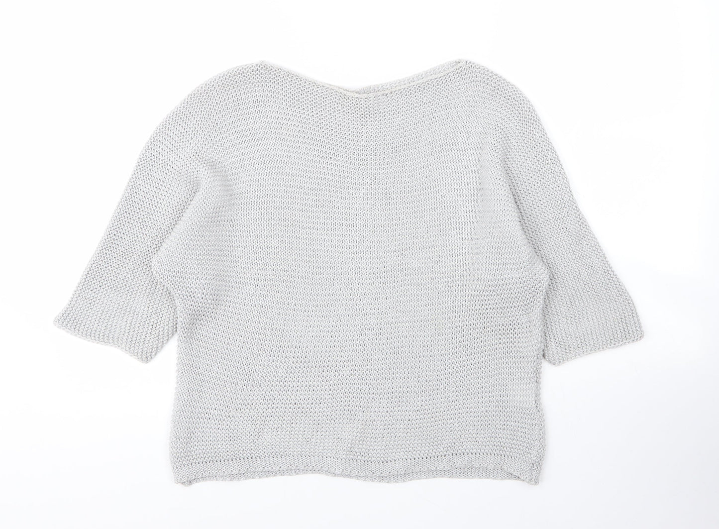 Carina Ricci Womens Silver  Acrylic Basic Blouse Size M Round Neck