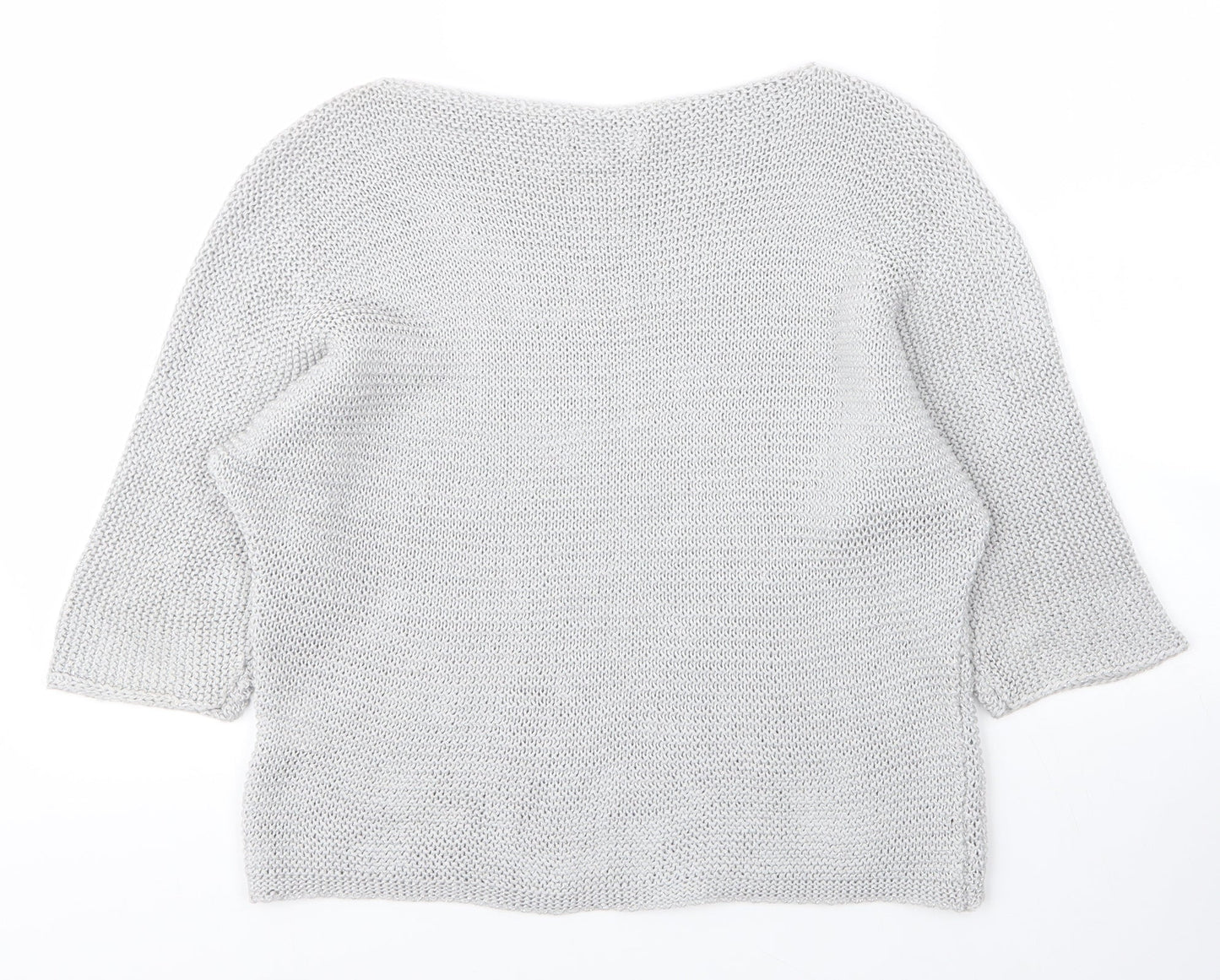 Carina Ricci Womens Silver  Acrylic Basic Blouse Size M Round Neck