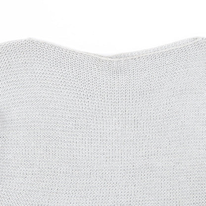 Carina Ricci Womens Silver  Acrylic Basic Blouse Size M Round Neck