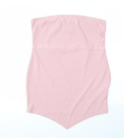 PRETTYLITTLETHING Womens Pink  Polyester Basic Blouse Size 16 Off the Shoulder