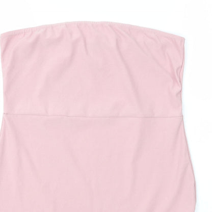 PRETTYLITTLETHING Womens Pink  Polyester Basic Blouse Size 16 Off the Shoulder