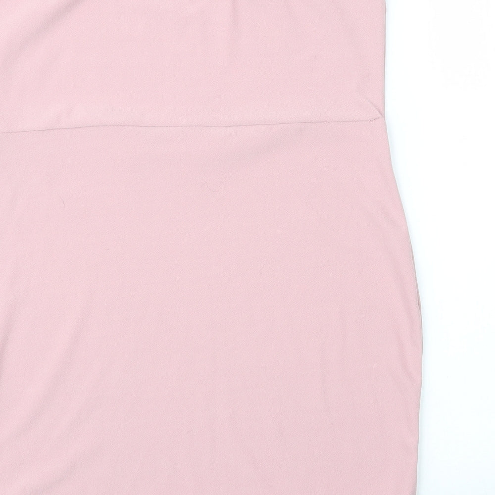 PRETTYLITTLETHING Womens Pink  Polyester Basic Blouse Size 16 Off the Shoulder