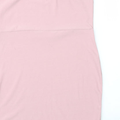 PRETTYLITTLETHING Womens Pink  Polyester Basic Blouse Size 16 Off the Shoulder