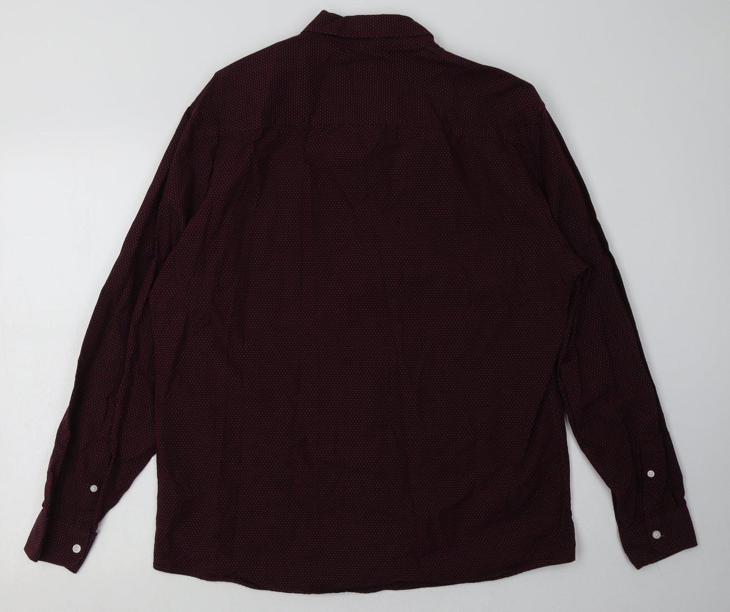 Mens UK Size L Marks and Spencer Red  Button-Up Long Sleeve Casual Shirt